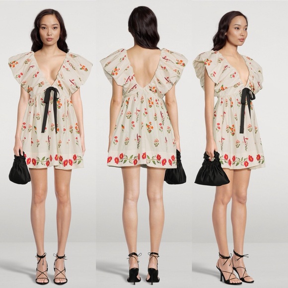 AGUA BY AGUA BENDITA Horizonte Oasis Mini Dress In Floral Print Size Medium - Picture 11 of 16